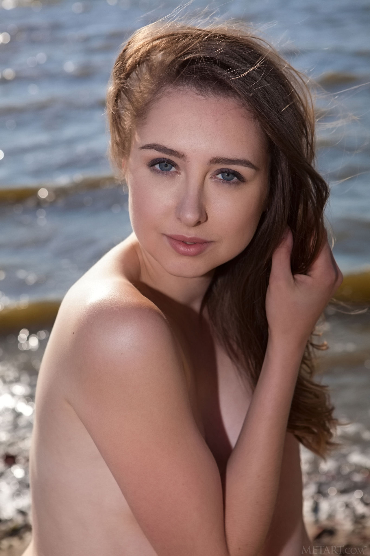 Seductive and sexy, Ginger Frost walks the beach-15