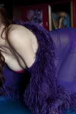 Asian Glam Babe On Her Purple Stockings And Lingerie-05