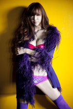 Asian Glam Babe On Her Purple Stockings And Lingerie-07